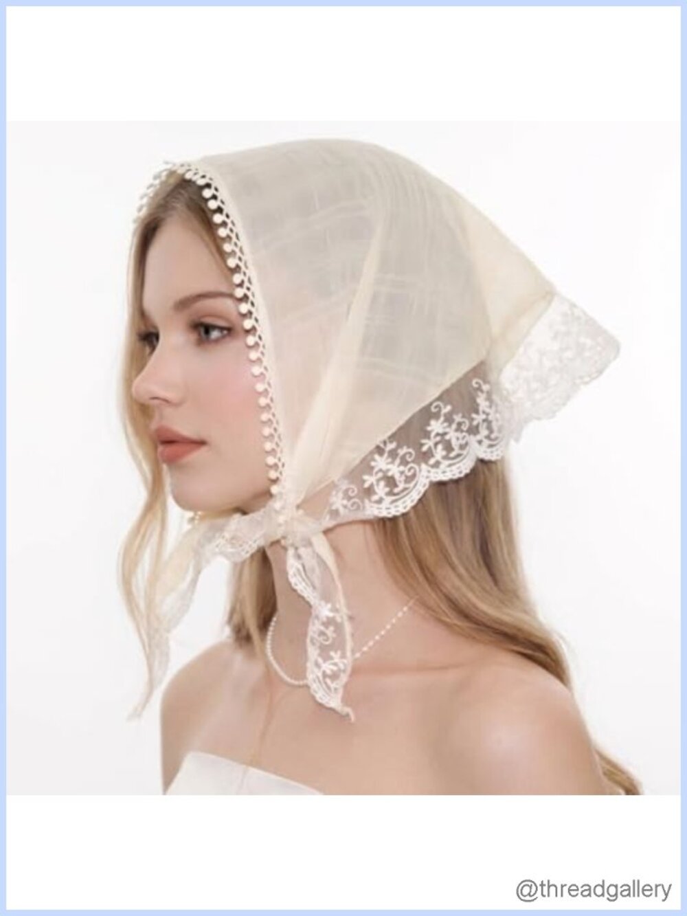 Lace Head Scarf Adjustable Vintage Head Wrap Bandana Women